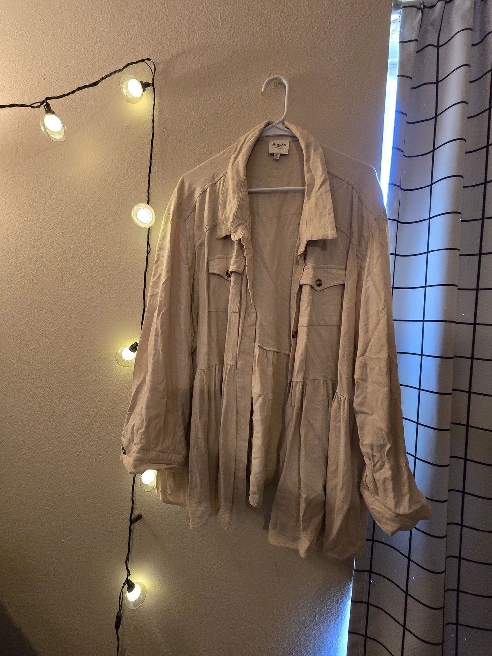 Hayden Cream Utility Jacket with Front Flap Pockets
